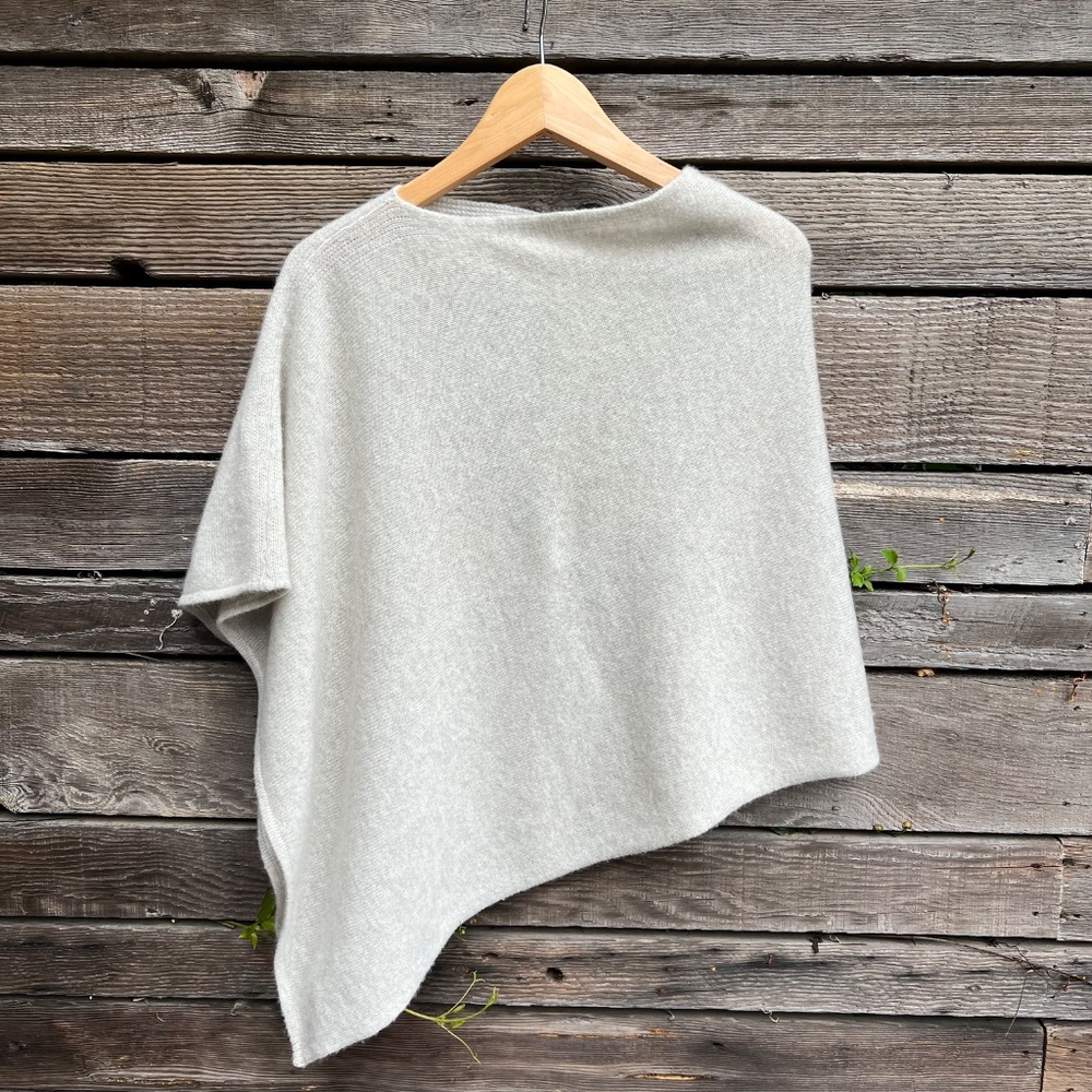 Matta - Pale Heathered Grey Cashmere poncho - One Size - Picture 4 of 4